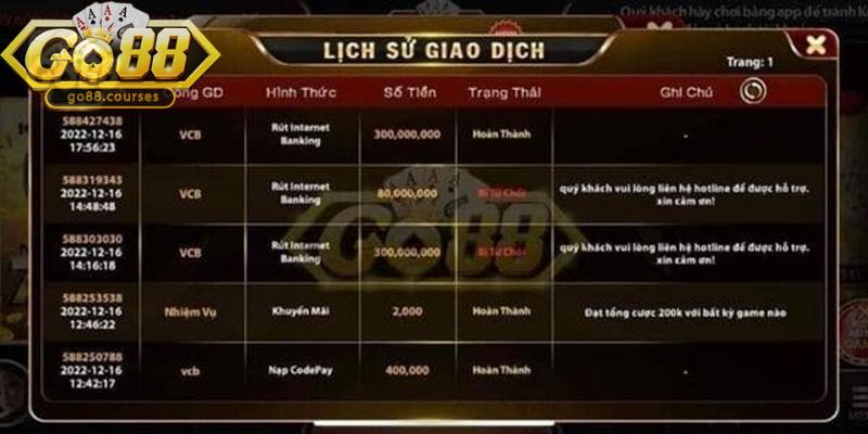 Người chơi cần phải xác thực thông tin cá nhân để rút tiền tại Go88